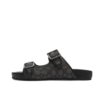 COACH Signature Rubber Sole Slide Slippers Men's Black