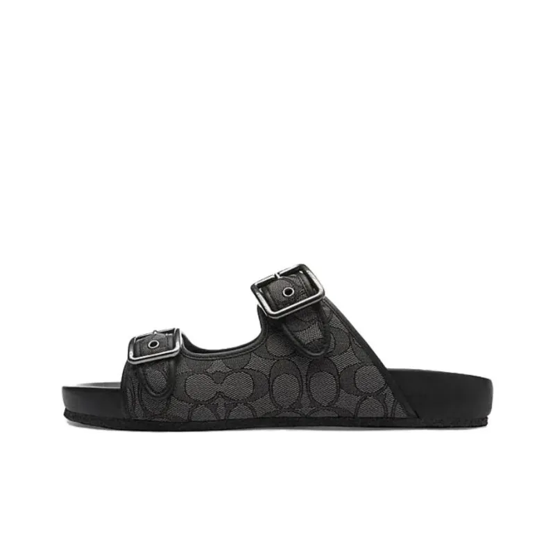 COACH Signature Rubber Sole Slide Slippers Men's Black-0
