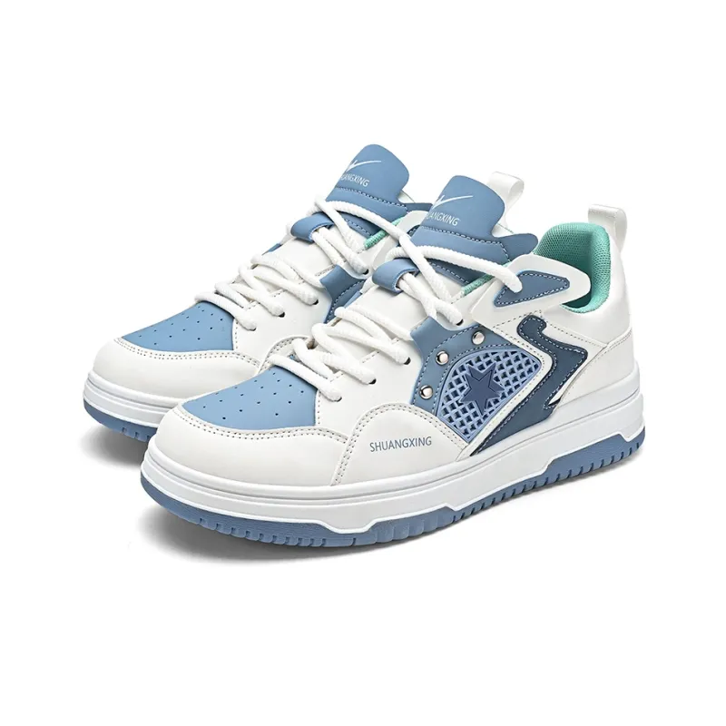 Binary Low Top Skateboard Shoes Men's White Blue-4