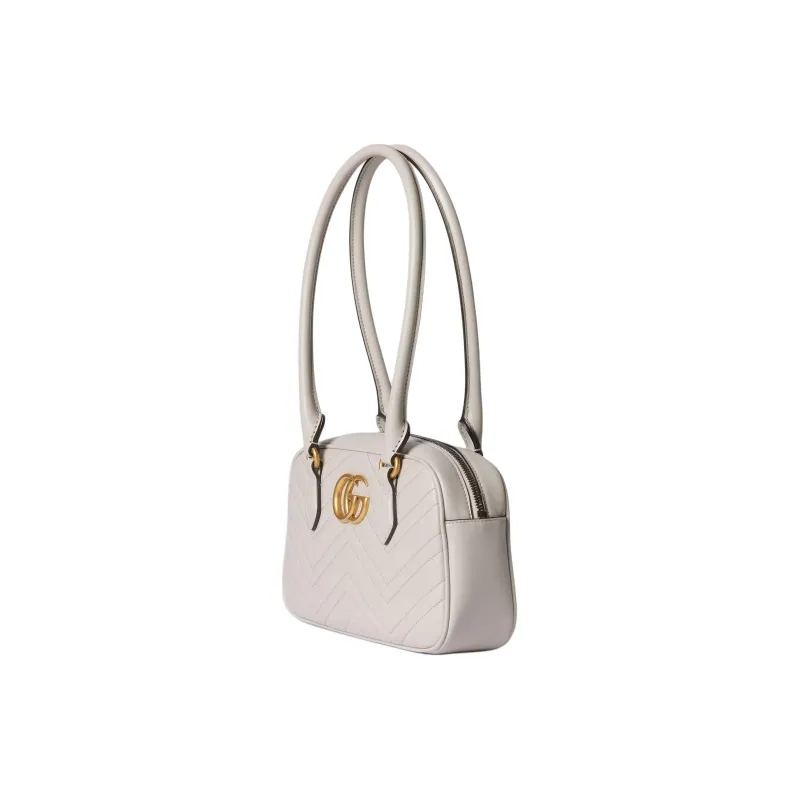 GUCCI GG Marmont Leather One Shoulder Handbags Small Size Women's Light Gray-1