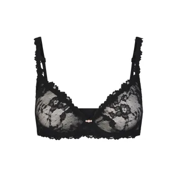 SKIMS STRETCH LACE UNLINED DEMI BRA Bra Women's 1 Pack ONYX/Onyx