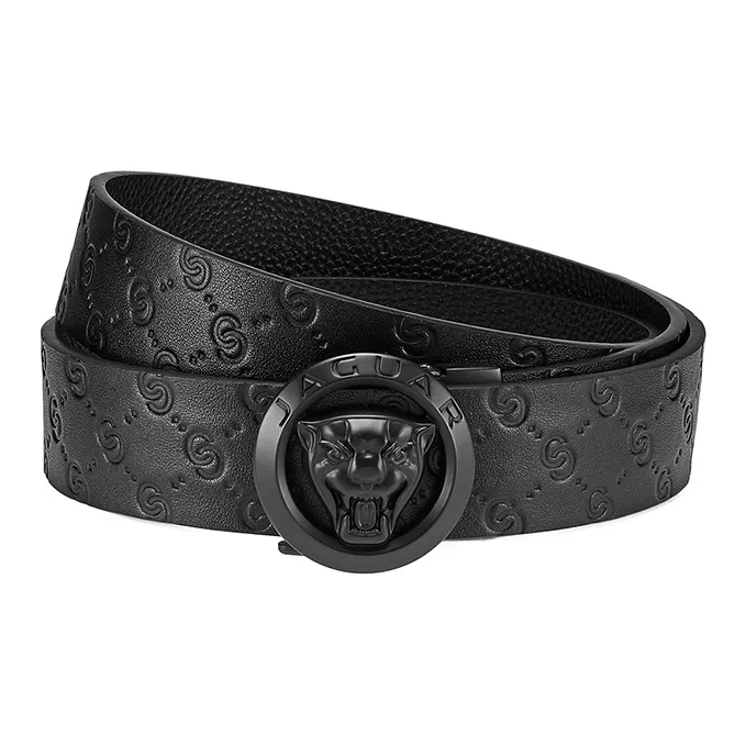 JAGUAR Cow Leather Top Grain Cow Leather Leather Belts Men's Black Width  3.5cm-3