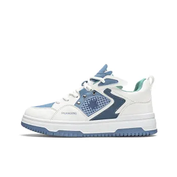 Binary Low Top Skateboard Shoes Men's White Blue
