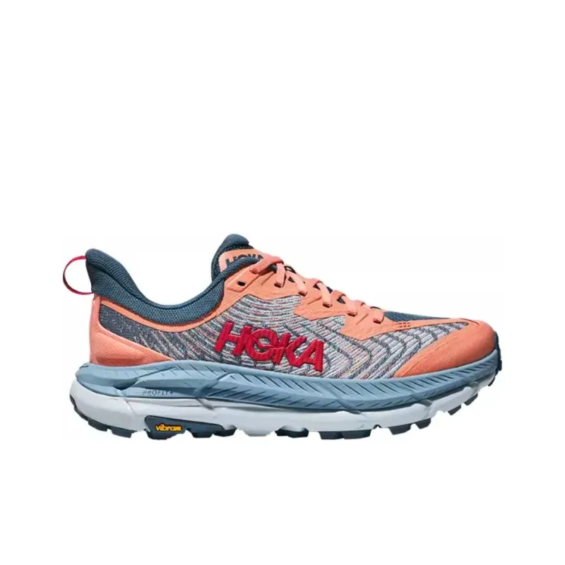 HOKA ONE ONE Mafate Speed 4 Cushioning And Breathable Low Top Running Shoes Unisex Pink Gray-1