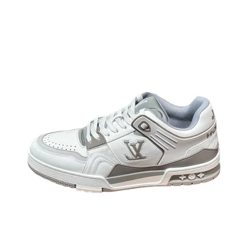 LOUIS VUITTON Trainer Low-Top Skateboard Shoes Unisex White Gray