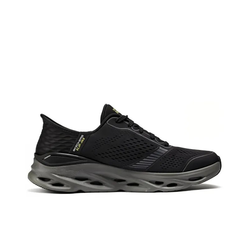 Skechers Cushioned Slip Resistant Low Top Casual Running Shoes Men's Black Gray Color-1