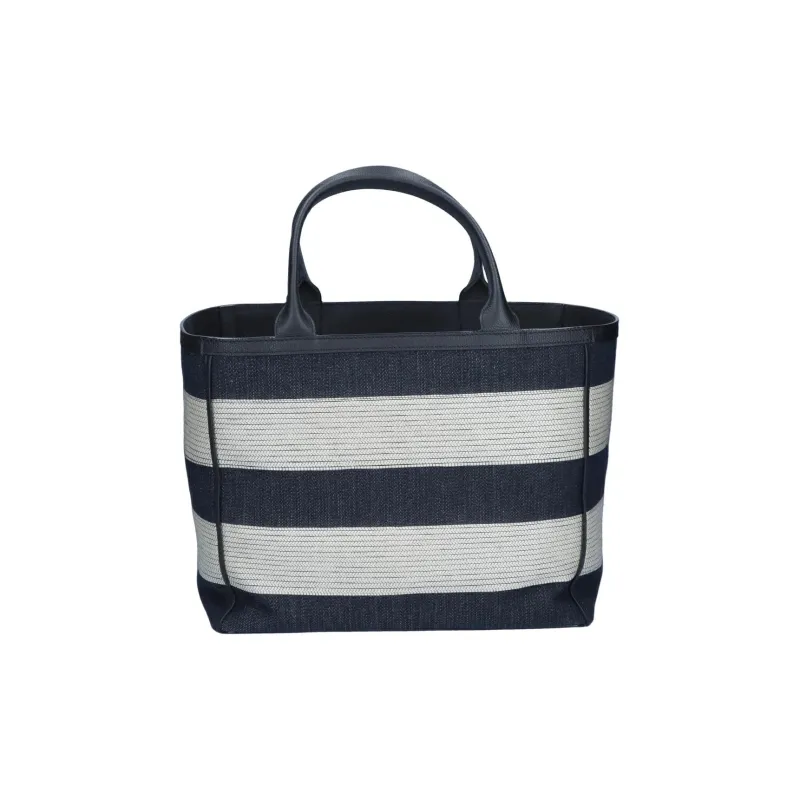 Valextra Denim With Calfskin Tote Bag, Shopping Bag, Handbag Women's Black & White-0