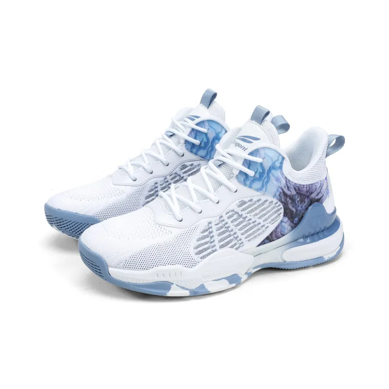 RED DRAGONFLY Basketball Shoes Men Low Top White Smoke Blue-2