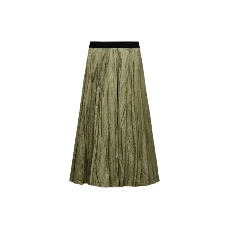 ZARA Casual Long Skirts Women's Green-1