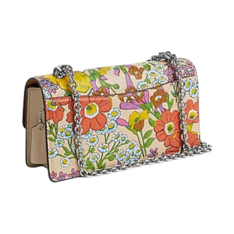 COACH Eliza Cow Leather Shoulder Bag, Crossbody Bag Medium Size Women's Ivory White & Multicolor-1