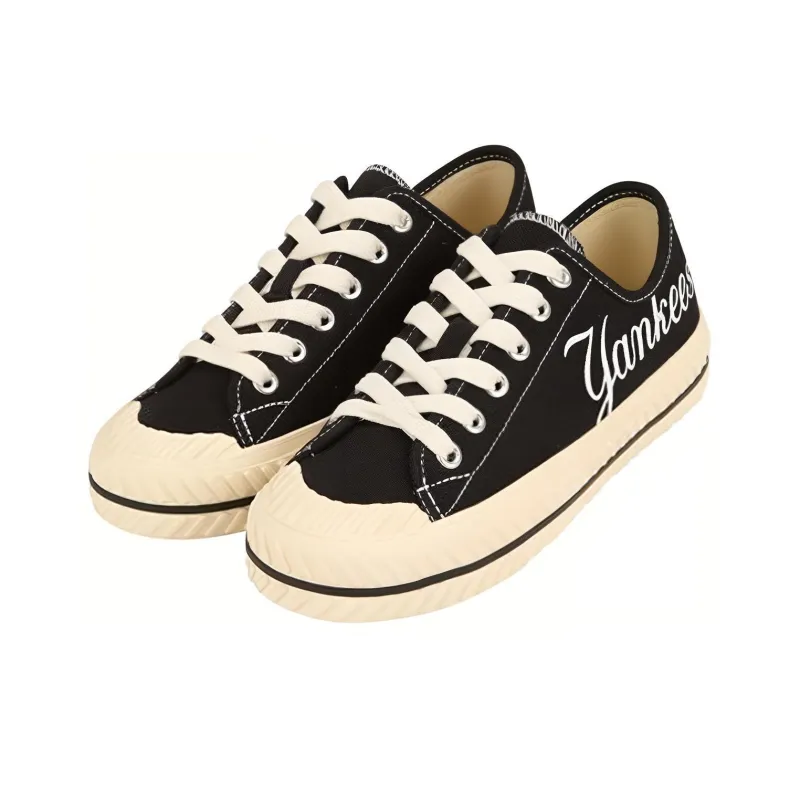 MLB Playball Anti Slip And Wear Resistant Lightweight Low Top Canvas Shoes Unisex Black-1