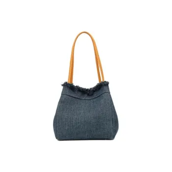 DEERE JACK Denim Bucket Bag Handbag Trumpets Women's Dark Blue