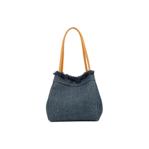 DEERE JACK Denim Bucket Bag Handbag Trumpets Women's Dark Blue