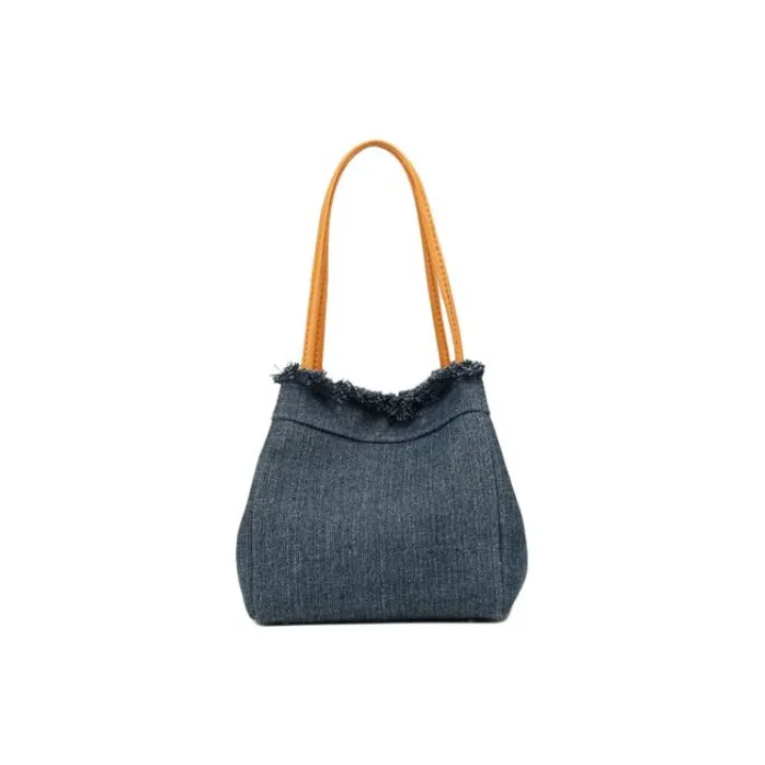 DEERE JACK Denim Bucket Bag Handbag Trumpets Women's Dark Blue-0