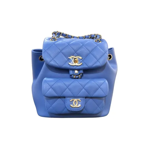 CHANEL Calfskin Backpack Women's Blue