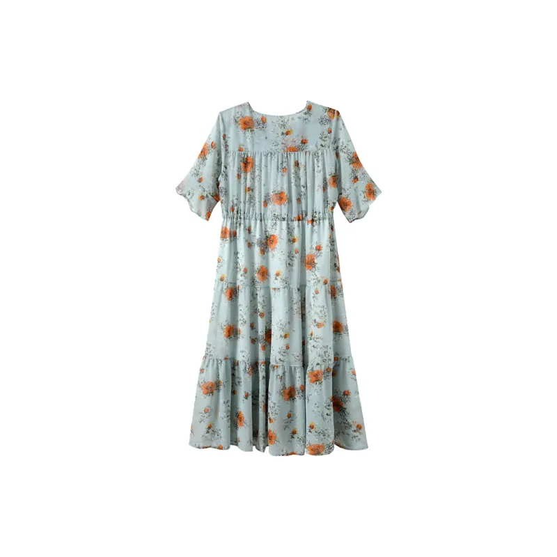 MRR&CO. Five Button Short Sleeved Dress Women's Multicolor-1