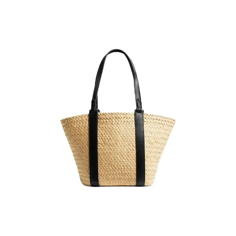 COACH Straw With Calfskin Tote Bag, Shopping Bag, Handbag, Shoulder Bag Trumpets Women's Natural-2