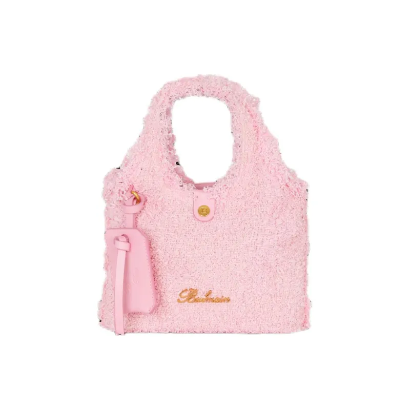 BALMAIN B ARMY Twill Soft Woolen Shoulder Bag, Crossbody Bag, Handbag Mini Women's Pink-0