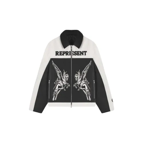 REPRESENT Leather Jackets Men Black/White