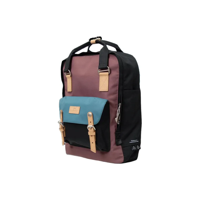 Doughnut Recycled Polyester Backpack Large Size Unisex Plum Plaid Denim Color-1
