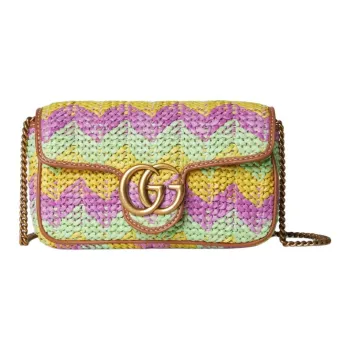 GUCCI Raffia Blend Viscose Crossbody Bag Shoulder Bag Women's Multicolor