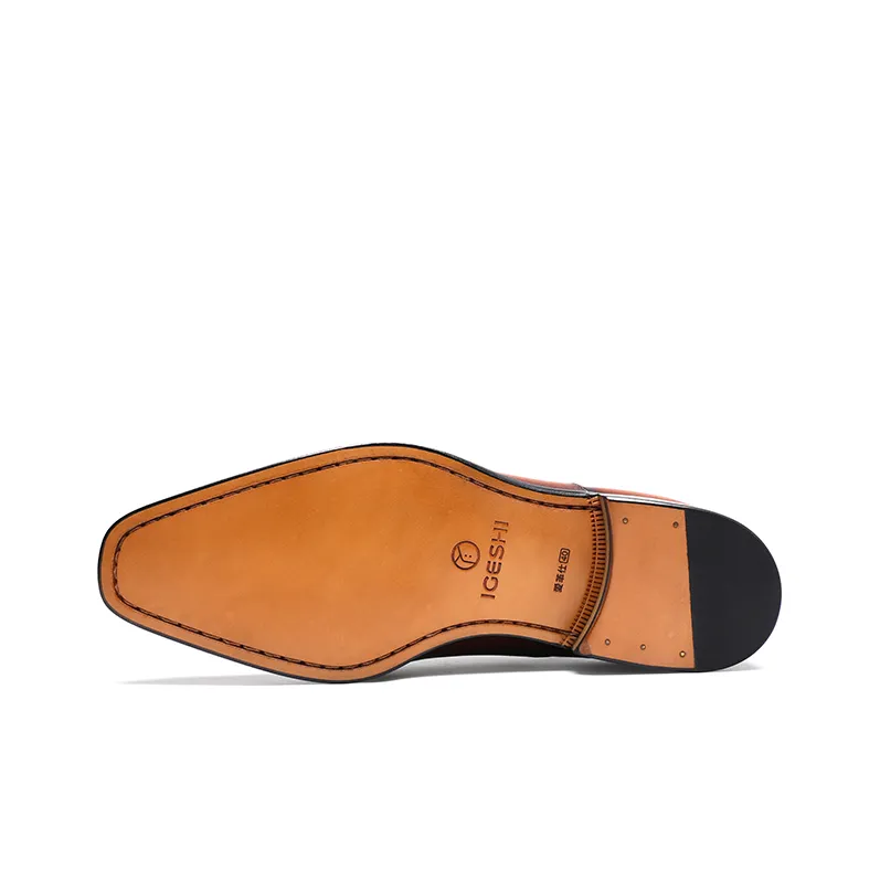 IGESHI Dress Shoes Men's Yellow Brown-4
