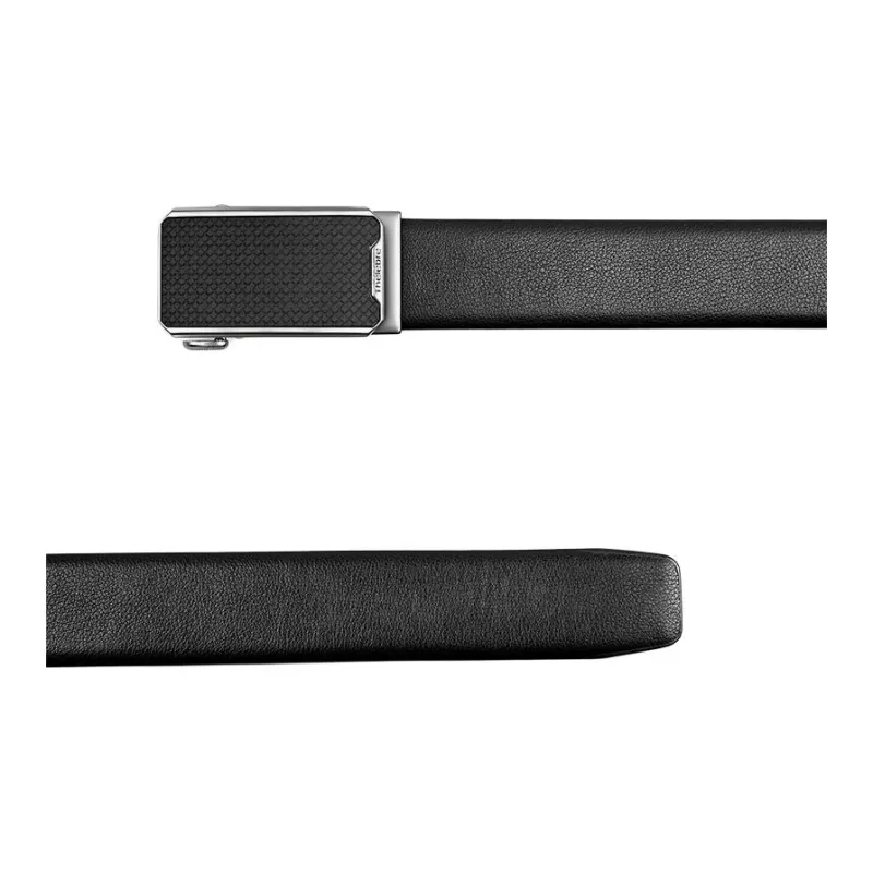 Thereble Business Elegant Alloy Buckle Top Grain Cow Leather Belts Men's Black-1