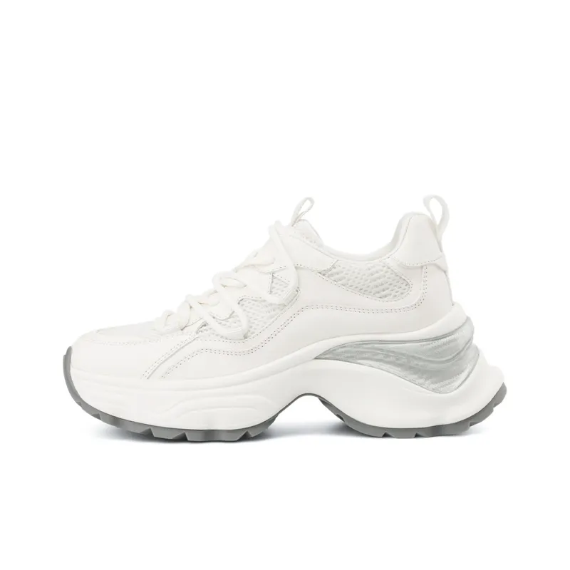 Rosa Bianca Cushioning Anti-Slip Wear-Resistant Breathable Height Increasing Low-Top Chunky Sneakers Women's-0
