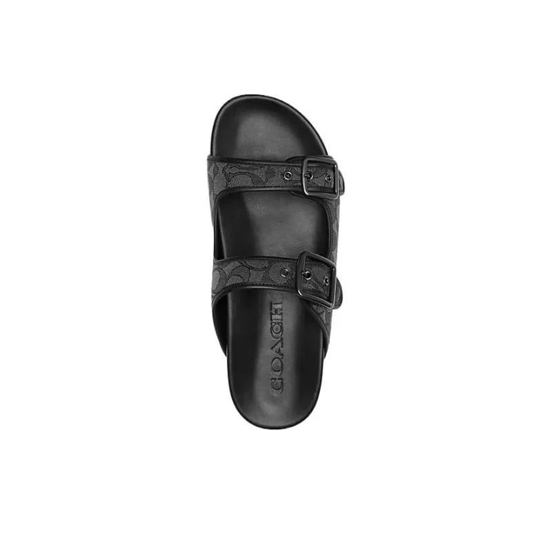 COACH Signature Rubber Sole Slide Slippers Men's Black-4