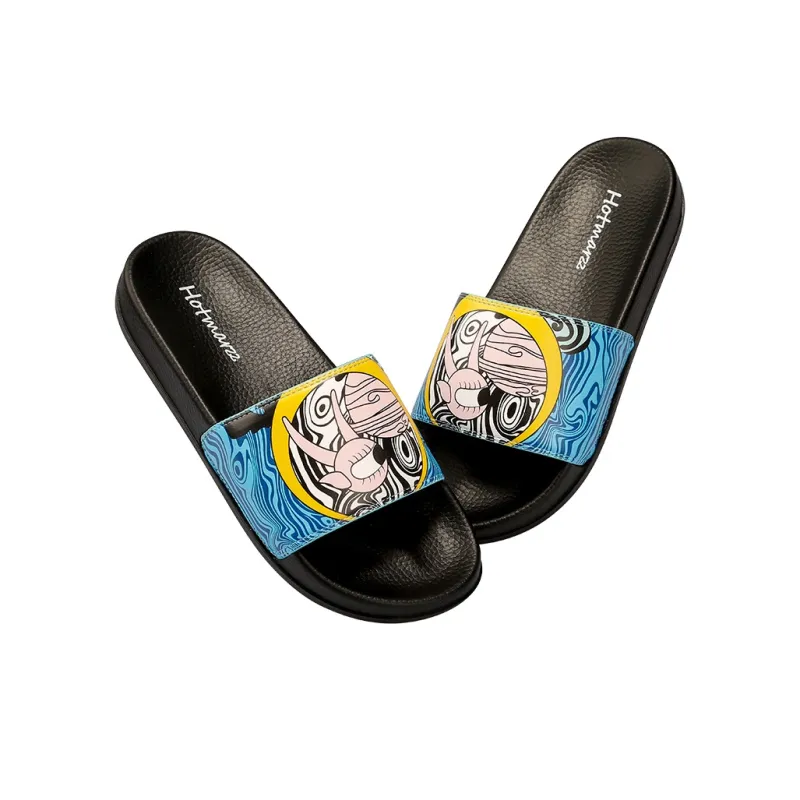 HOTMARZZ Slide Slippers Unisex Black/White-5