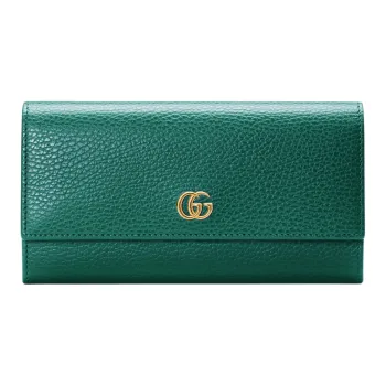 GUCCI GG Marmont Leather Wallet Women's Green