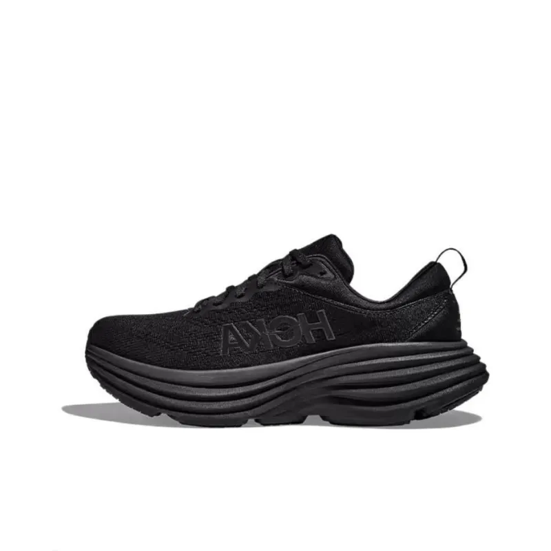 HOKA ONE ONE Bondi 8 Slip-Resistant Breathable Rebound Low-Top Running Shoes Men's Black-0