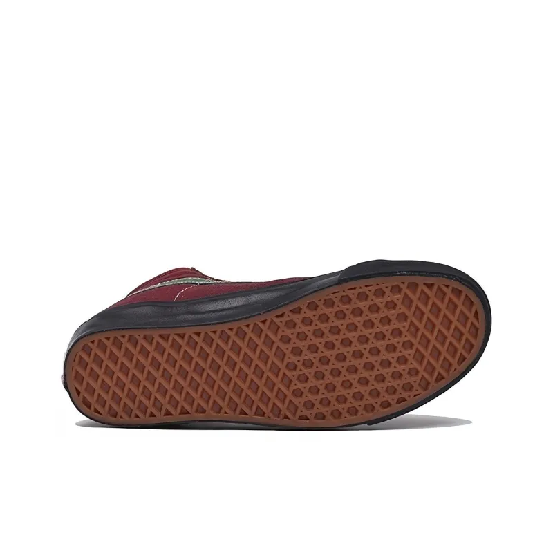 Vans SK8 Hi Vault Retro Skateboarding Shoes Unisex Red Wine Red-4
