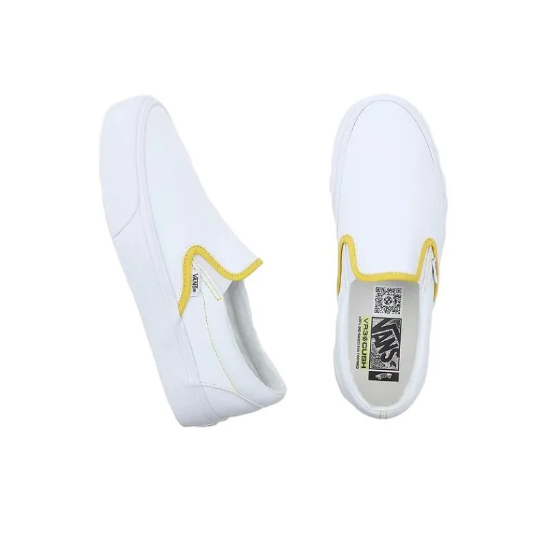 Vans Slip on Vr3 Anti Slip Wear Resistant Low Top Skateboard Shoes Unisex White Yellow-3