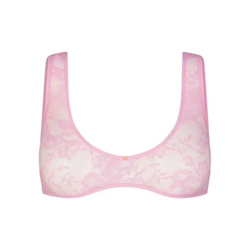 SKIMS STRETCH LACE PLUNGE BRALETTE Bra Women's 1 Pack Cotton Candy/Cotton Sugar-0
