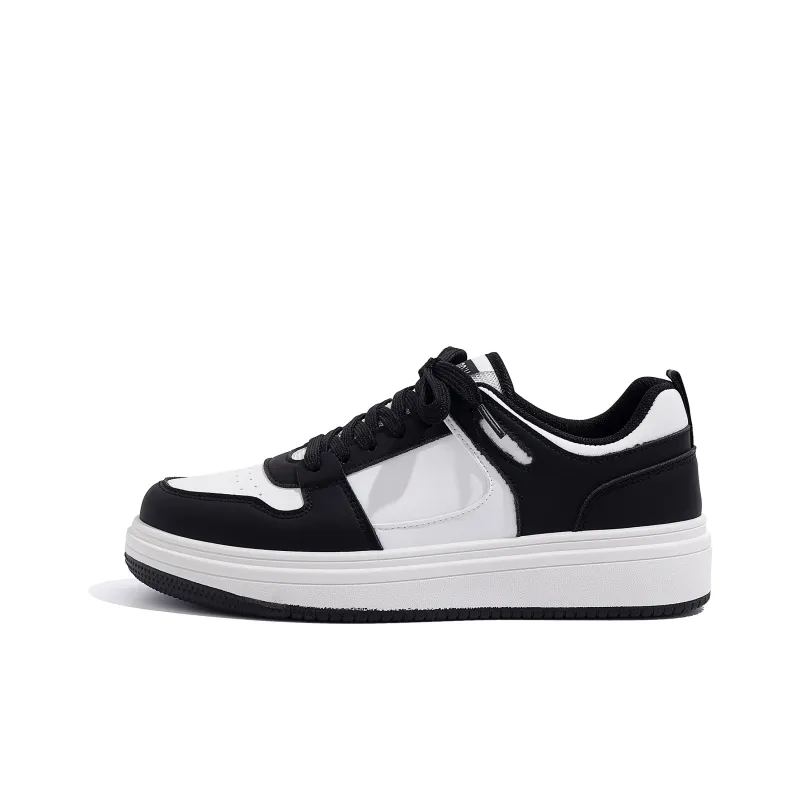 HUANQIU Height Increasing Low Top Skateboard Shoes Men's White Black-0