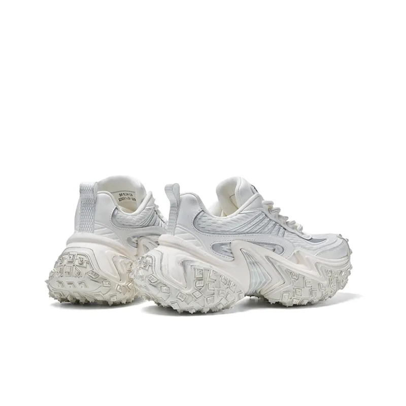 CHERYKALLY Chunky Sneakers Women's Low Top Silver/Gray-8