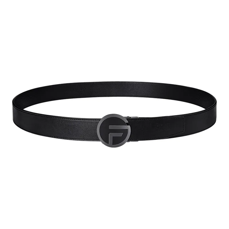 GOLF Top Grain Cow Leather Automatic Buckle Belt Men's Black Gunmetal/Gold 3.5cm-5