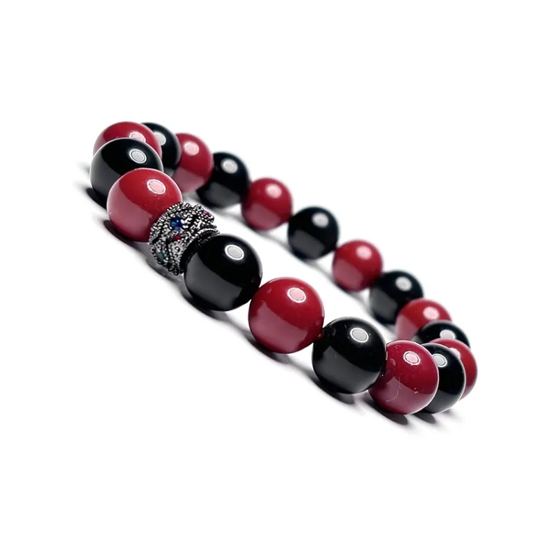 MOUNTAINS AND MANS Reconstructed Cinnabar Auspicious Beaded Bracelet Unisex-4