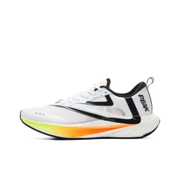 PEAK Cushioning Anti Slip And Wear Resistant Rebound Low Top Running Shoes Men's Large White Black With Bright Orange