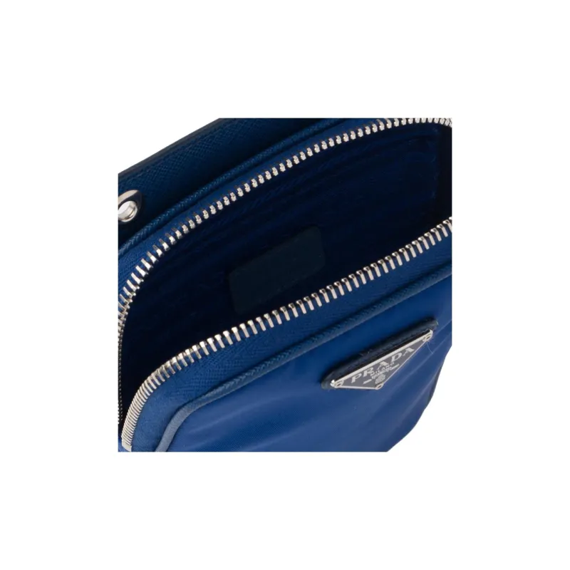 PRADA Nylon One Shoulder Crossbody Cell Phone Pouch Men's Blue-2