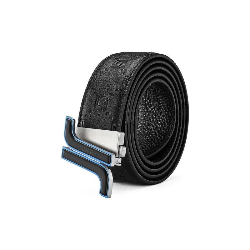 JAGUAR Casual Business Automatic Buckle Cow Leather Leather Belts Men's Black Width 3.4cm-2