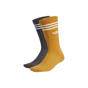 Adidas Originals Mid Calf Socks Unisex 2 Pack Gray/Yellow