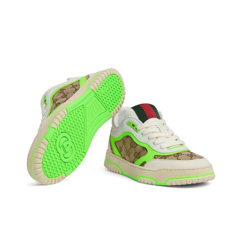 GUCCI Re-Web Sneaker 'GG Canvas - Beige Fluorescent Yellow'-5