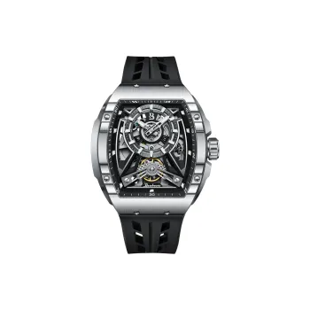 BRUBOSES Automatic Mechanical Movement Silicone Strap Watch Men's Watches Cut Out Dial BS004 1