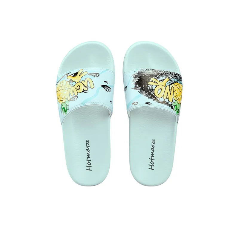 HOTMARZZ Slide Slippers Unisex Black/Light Blue-2