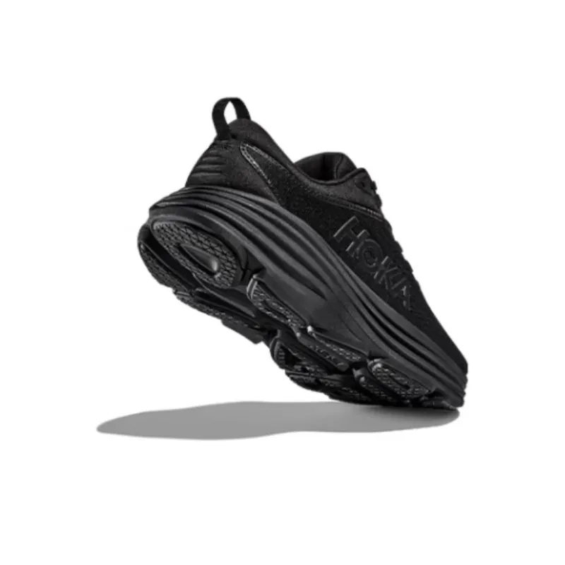 HOKA ONE ONE Bondi 8 Cushioned Slip Resistant Breathable Low Top Marathon Running Shoes Women's Black-3
