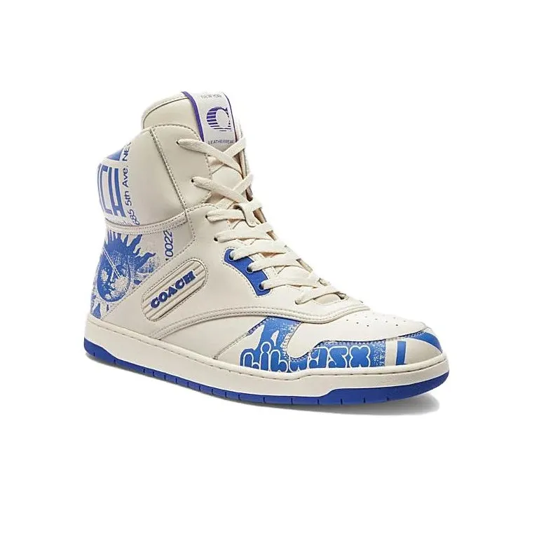 LIL NAS x COACH C202 High Top Skateboard Shoes Men's Blue White-2