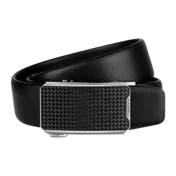 Thereble Business Elegant Alloy Buckle Top Grain Cow Leather Belts Men's Black