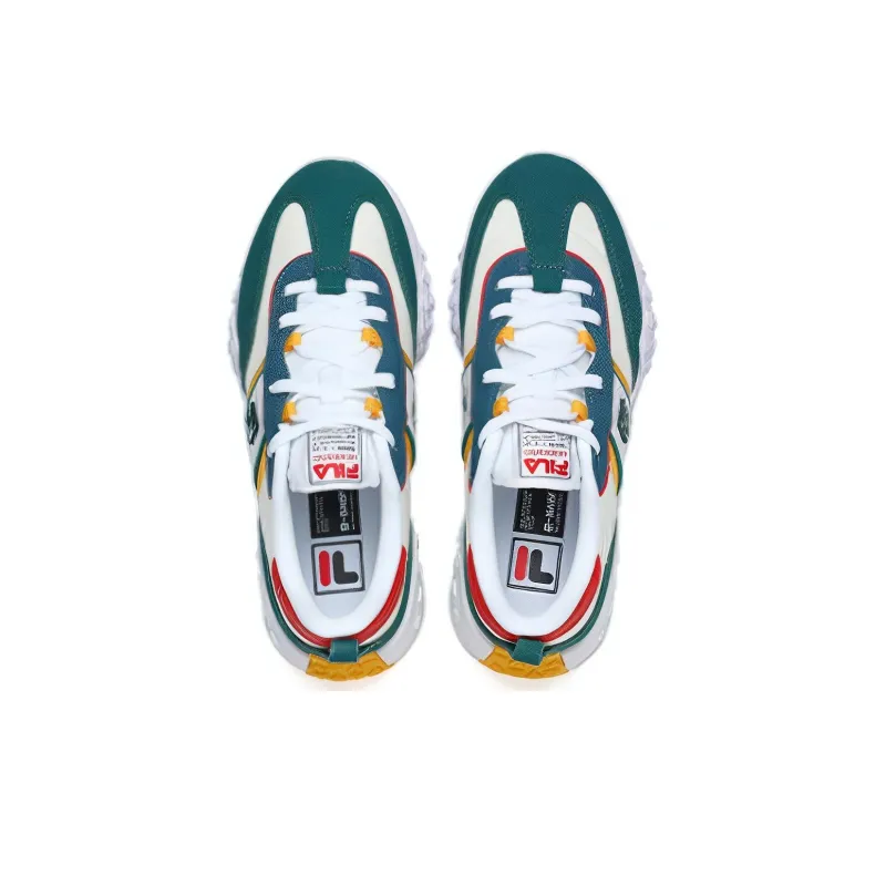 FILA Brick Cushioning Anti Slip And Wear Resistant Low Top Casual Shoes Women's White Green-3
